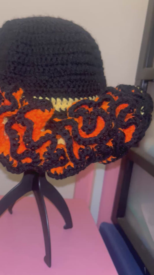 Crochet two toned ruffle hat